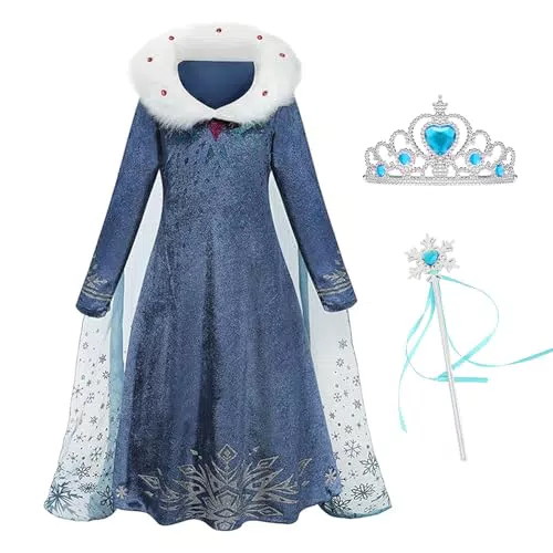 Foierp Elsa und Anna Kostüme mit Feenstab und Tiara für Hochzeit und Cosplay