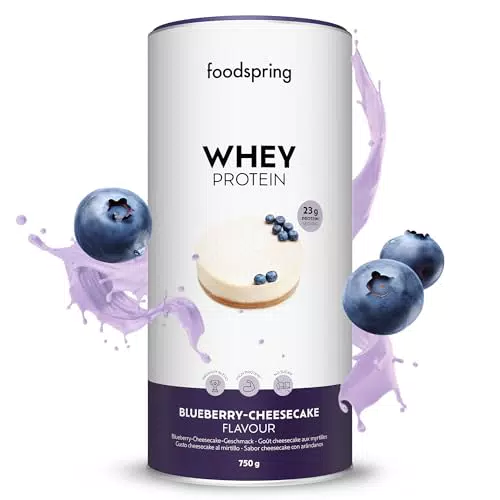 Foodspring Erdbeer Whey Protein Pulver für Muskelaufbau - 23g Eiweiß, perfekte Löslichkeit, aus Weidemilch - 750g
