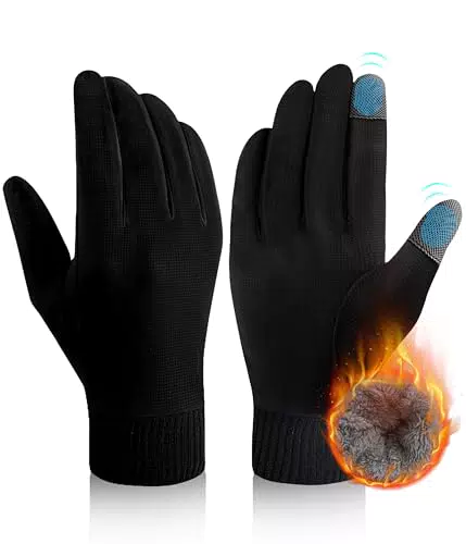FORVEVO Winterhandschuhe Herren, Fleece gefüttert, Touchscreen, winddicht