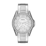 FOSSIL Damenuhr Riley, Quarz-Multifunktionswerk, Edelstahlarmband, 38 mm