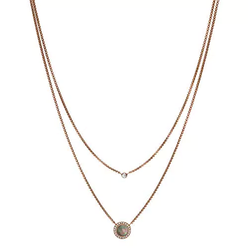 Fossil Halskette Für Frauen Classics, Innen: 40 Cm / Äußeres: 18In + 2In / B:10mm Rose Gold Edelstahl Halskette
