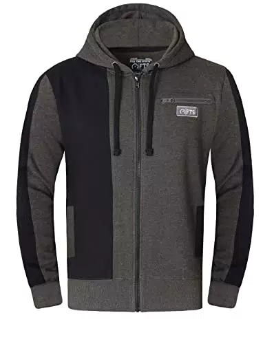 FULL TIME SPORTS Herren-Fleece-Panel-Hoodies Mit Frontrei§Verschluss