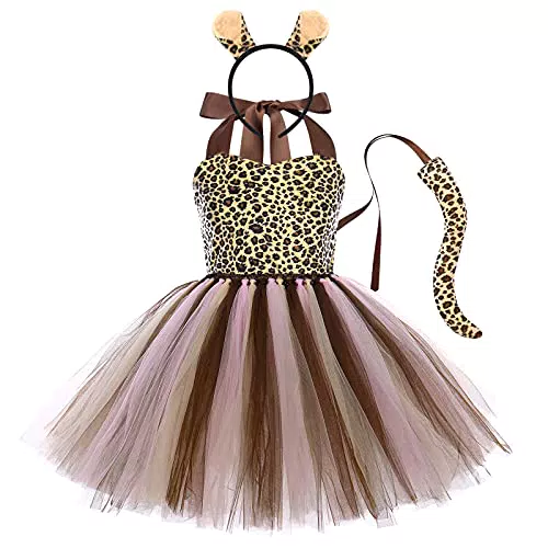 FYMNSI Kinder Halloween Tierkostüm Mädchen Leopard Cosplay Outfit für Feste