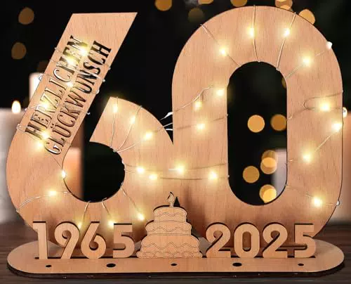 Giftota 30. Geburtstag Geschenk für Frauen und Männer - Personalisiertes Holzschild mit LED Lichterkette