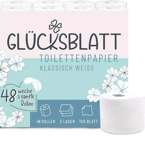 Glücksblatt Toilettenpapier 3-lagig, 100% Zellstoff, weich und nachhaltig