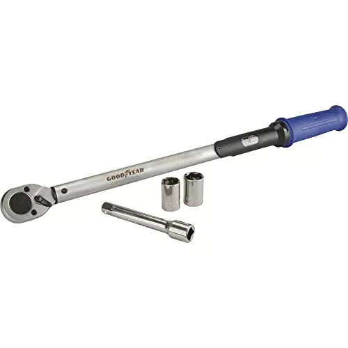 Goodyear Drehmomentschlüssel 1/2" Einstellbar 42-210 Nm mit Verlängerung und Stecknüssen