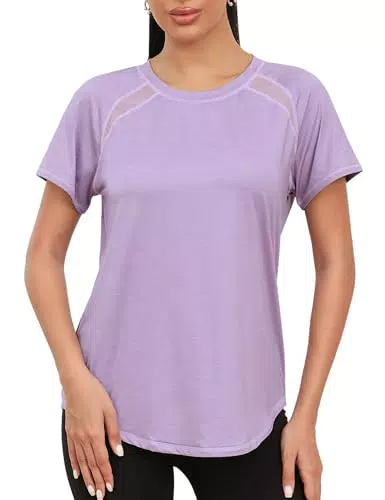 Gyabnw Sportshirts für Damen – Atmungsaktives Rundhals Fitness Laufshirt Yoga