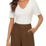 Gyabnw Damen Blusentop Sexy Kurzarm Oberteile für Freizeit und Alltag