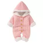 Haokaini Baby Strick Overall mit Kapuze für Winter - Fleece Pullover für Neugeborene