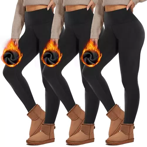HIPOWER Thermo Leggings Damen Gefüttert Winter High Waist Fleece Blickdicht