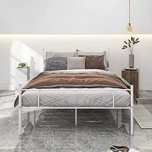 HOJINLINERO Metallbett mit Lattenrost – Modernes Gästebett für Jugendliche