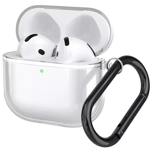 Apple AirPods 4 Hülle aus transparentem Silikon mit Karabiner – Schutzhülle für Kopfhörer