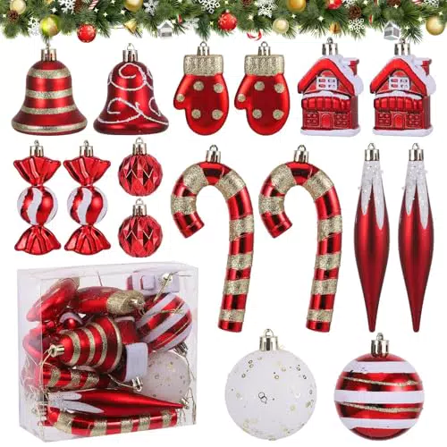 Huiguli Weihnachtskugeln Set - Bruchsicherer Christbaumschmuck für die Festtage