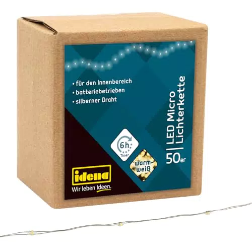 Idena 31825 - LED Lichterkette mit Timer für Partys und Dekoration