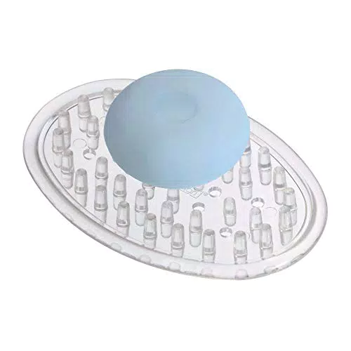 iDesign Savonhalter aus Kunststoff, ovaler Seifenhalter mit integrierten Noppen