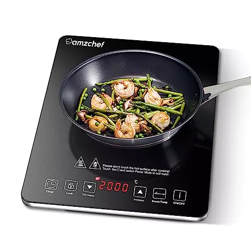 AMZCHEF Induktionskochfeld mit 20 Temperatur- und Leistungseinstellungen, 2000W