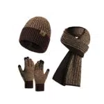 INSISMY Wintermütze mit Schal und Touchscreen Handschuhen für Herren und Damen