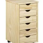 Inter Link Rollcontainer Rollcontainer mit 6 Schubladen Bürocontainer - Rollschrank Rollwagen Schubladenkommode - Massiv Kieferholz Natur Lackiert BxTxH: 35x39x66 cm Nils