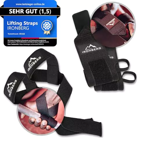 IRONBERG Zughilfen und Handgelenk-Bandagen für Krafttraining und Bodybuilding
