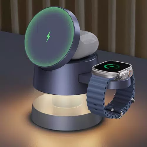 iVANKY Ladestation Cube für iPhone 12/13/14/15/16 Pro Max mit Nachtlampe und Magsafe