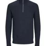 JACK & JONES Herren Viertel-Reißverschluss Pullover Einfarbig