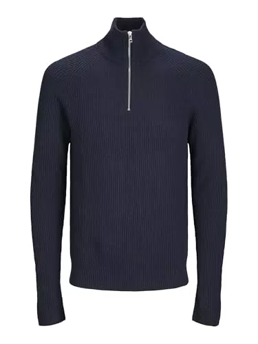 JACK & JONES Herren Viertel-Reißverschluss Pullover Einfarbig