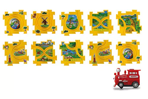 JAMARA Puzzle Dynamic Zoo mit Schienennetz aus robustem Kunststoff