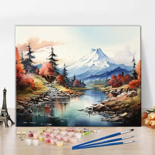 Japan Mt. Fuji Malen nach Zahlen Set für Erwachsene und Kinder – Aquarellmalerei