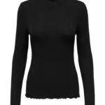 JDY Dünnes Langarmshirt Basic Rundhals Stehkragen Longsleeve