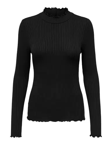 JDY Dünnes Langarmshirt Basic Rundhals Stehkragen Longsleeve