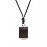 JewelryWe Herren Halskette mit Militär-Plättchen und Lederanhänger
