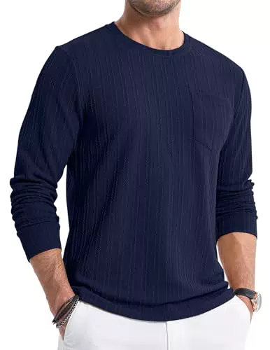 JMIERR Langarmshirt Herren Pullover Rundhals Basic Oberteil für Männer