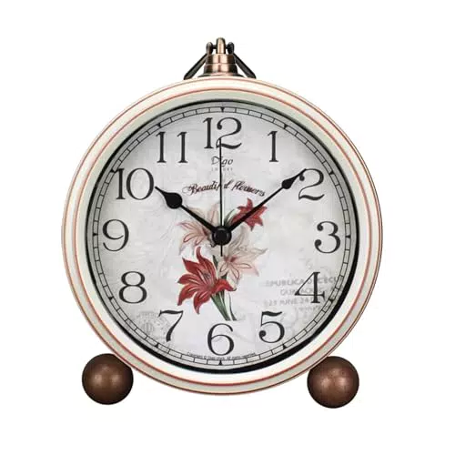 Justup Wecker - Vintage Analoguhr, Stille Uhr für Büro und Wohnzimmer