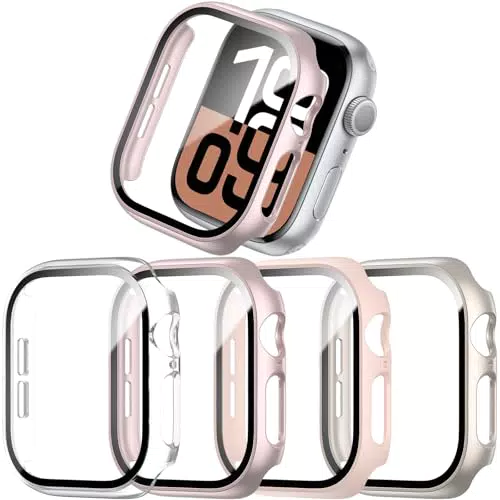 JZK Schutzhülle für Apple Watch Series 10, Hart PC mit gehärtetem Glas Schutzfolie
