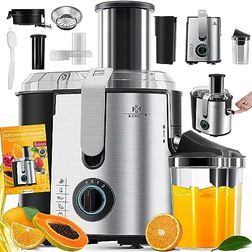 KESSER® Entsafter aus Edelstahl 1100W mit 85 mm Einfüllöffnung und Reinigungsbürste
