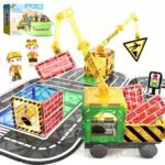 Magnetische Bausteine von [Brandname] – Straßenset mit Magnetkran für Kleinkinder
