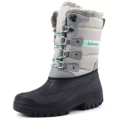 Knixmax Damen Schneestiefel Winterstiefel Wasserdicht und Rutschfest