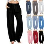 KOG Outlet Damen Leinenhose Sommer Cargohose Jogginghose Basic Yoga Hose