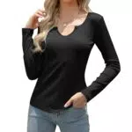 Skims Langarmshirt Damen Slim Fit V-Ausschnitt Crop Top Elegant