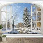 LB Wandteppich Winterlandschaft Kiefer mit Schnee für Wohnzimmer und Schlafzimmer