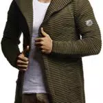 Leif Nelson Herren Strickjacke mit Kapuze und Reißverschluss für den Winter