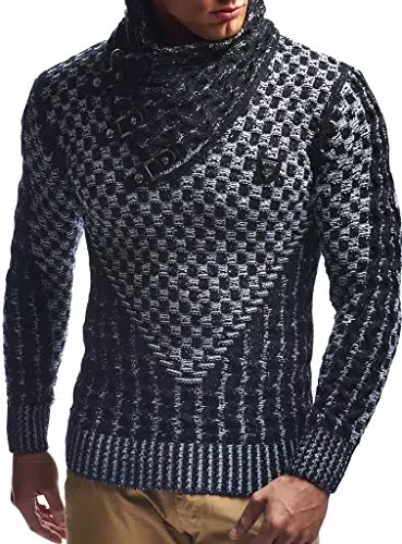 Leif Nelson Herren Strickpullover mit Schalkragen – Hochwertiger Winterpullover