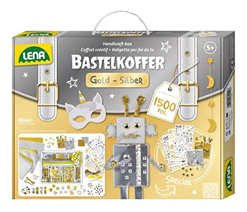 Lena 42713 Bastelkoffer Teile, Material zum Basteln Papier