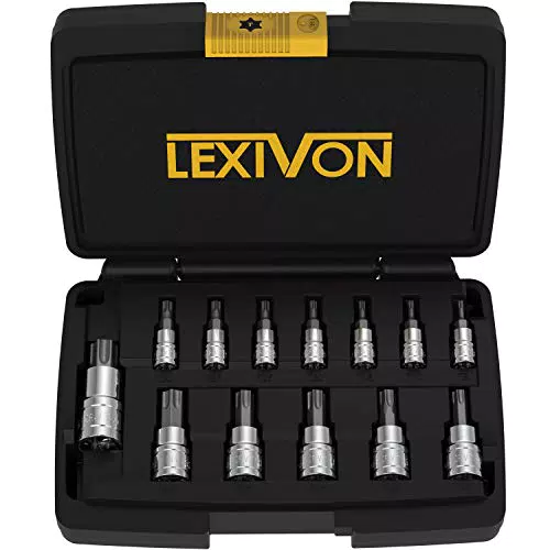 LEXIVON Torx Bit Steckschlüsselsatz LX-143 für Torx Schrauben, 1/4", 3/8", 1/2"