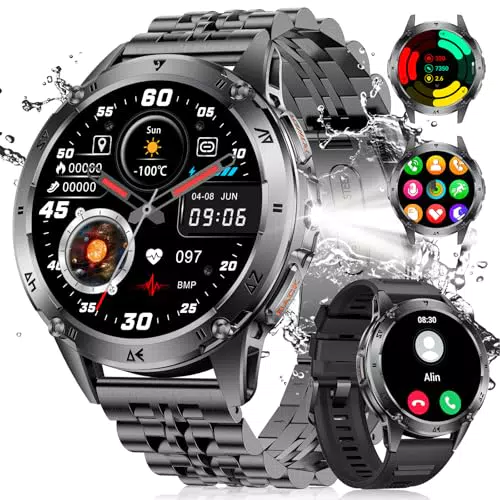 LIGE Smartwatch Herren mit Telefonfunktion, 1,43'' AMOLED, IP68, 120+ Sportmodi