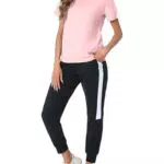 Litherday Damen Jogginganzug Baumwolle Sportanzug Kurzarm Freizeitoutfit
