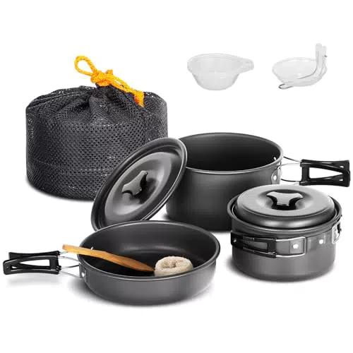 Lixada Camping Kochgeschirr Set mit Aufbewahrungstasche für Outdoor-Aktivitäten