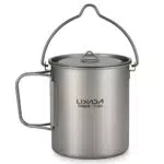 Lixada Ultralight Titanium Topf mit klappbarem Griff und Deckel für Camping