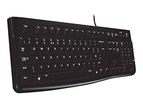 Logitech K120 Tastatur für Windows und Linux, USB, leises Tippen, spritzwassergeschützt