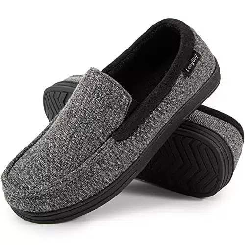 LongBay Herren Mokassin Hausschuhe aus Memory Foam für Indoor und Outdoor